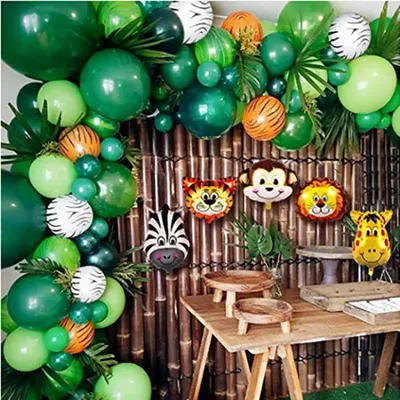 Ensemble de Ballons en Latex à Thème Jungle Safari pour Enfant Décoration de ixd'Anniversaire Vert