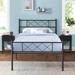 Taomika 3 Pieces Metal Platform Bed Frame with Modern Nightstands Sets