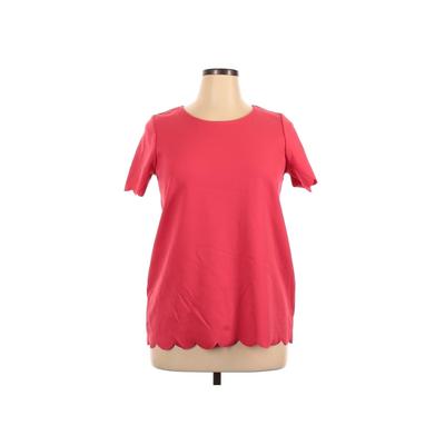 Jodifl Short Sleeve Top Pink Print Crew Neck Tops - Women's Size Large