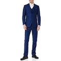 Mens 3 Piece Business Suit Navy Blue Retro Smart Formal Jacket Trouser Waistcoat[SUIT-JROSS-NAVY-38,UK/US 38 EU 48,Trouser 32"]