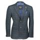 Men’s Tweed Blazer Retro 1920s Style Tailored Fit Smart Suit Jacket [AMZCH-BLZ-DRACO-2-BLUE-44]