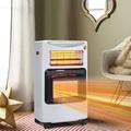 BTGGG Portable Gas Heater 73cm Free Standing Gas Heater Indoor 4.2kw Warm Infrared Heating Heater with 2 Heating Ports,Electric Ignition Mode with wheels comes with Free Hose and Regulator, White