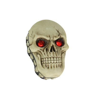 Creepy Human Skull Lidded Trinket Box Jeweled Red Eyes Gothic Decor - 2 X 4.5 X 3.25 inches