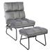 Massage Chair Velvet Accent Sofa Chair with Ottoman and Remote Control - 30.5" x 24" x 35" (L x W x H)