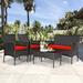 4 Pieces Patio Rattan Cushioned Sofa Set with Tempered Glass Coffee Table - 24" x 23.5" x 33" (L x W x H)