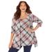 Plus Size Women's Impossibly Soft Cardigan & Tank Duet by Catherines in Gunmetal Plaid (Size 3X)