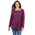 Plus Size Women's Perfect Long-Sleeve Square-Neck Tee by Woman Within in Deep Claret (Size 30/32) Shirt