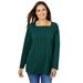 Plus Size Women's Perfect Long-Sleeve Square-Neck Tee by Woman Within in Emerald Green (Size 34/36) Shirt