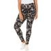 Plus Size Women's Knit Legging by Catherines in Black Ground Floral (Size 4XWP)