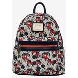 Plus Size Women's Loungefly x Disney Mickey & Minnie Mini Backpack Handbag All-Over Print Navy by Disney in Multi