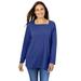 Plus Size Women's Perfect Long-Sleeve Square-Neck Tee by Woman Within in Ultra Blue (Size 22/24) Shirt