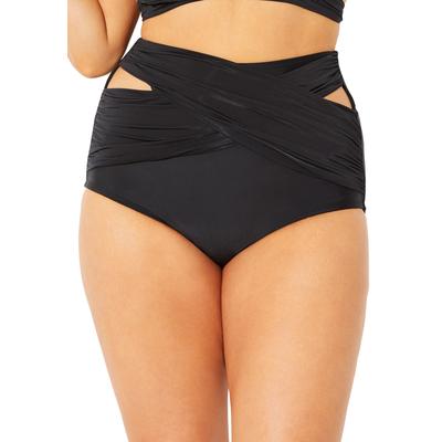 Plus Size Women's Crisscross Wrap Bikini Bottom by Swimsuits For All in Black (Size 12)