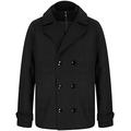 Tokyo Laundry Men's Uxmal Double Breasted Pea Coat with Funnel Neck Insert - Black - L