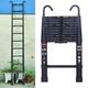 10.5ft / 3.2m Telescopic Attic Loft Ladder Aluminum with Roof Hook Kit Multi-purpose Ladder Folding Space-Saving with EN 131, Max Load Capacity 150kg, 11 Steps