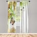 East Urban Home Microfiber Floral Semi-Sheer Rod Pocket Curtain Panels Microfiber in Green/Blue/Yellow | 63 H in | Wayfair