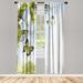 East Urban Home Microfiber Floral Semi-Sheer Rod Pocket Curtain Panels Microfiber in Green/Blue | 84 H in | Wayfair