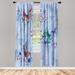 East Urban Home Microfiber Floral Semi-Sheer Rod Pocket Curtain Panels Microfiber in Green/Blue | 28" W x 84" L | Wayfair