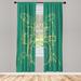 East Urban Home Microfiber Floral Semi-Sheer Rod Pocket Curtain Panels Microfiber in Green/Blue/Yellow | 95 H in | Wayfair