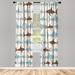 East Urban Home Microfiber Floral Semi-Sheer Rod Pocket Curtain Panels Microfiber in Gray/Green/Blue | 84 H in | Wayfair