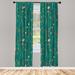 East Urban Home Microfiber Floral Semi-Sheer Rod Pocket Curtain Panels Microfiber in Pink/Green/Blue | 28" W x 84" L | Wayfair