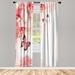 East Urban Home Microfiber Floral Semi-Sheer Rod Pocket Curtain Panels Microfiber in Pink/White/Black | 63 H in | Wayfair