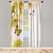 East Urban Home Microfiber Floral Semi-Sheer Rod Pocket Curtain Panels Microfiber in Green/Blue/Yellow | 84 H in | Wayfair