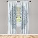 East Urban Home Microfiber Floral Semi-Sheer Rod Pocket Curtain Panels Microfiber in Green/Blue | 28" W x 63" L | Wayfair