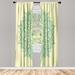 East Urban Home Microfiber Floral Semi-Sheer Rod Pocket Curtain Panels Microfiber in Green/White/Blue | 28" W x 95" L | Wayfair