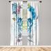 East Urban Home Microfiber Floral Semi-Sheer Rod Pocket Curtain Panels Microfiber in Green/Blue | 95 H in | Wayfair