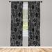 East Urban Home Microfiber Floral Semi-Sheer Rod Pocket Curtain Panels Microfiber in White/Black | 63 H in | Wayfair