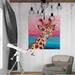 Epic Graffiti Sky High Giraffe I by - Wrapped Canvas Graphic Art Canvas in Blue/Pink/Yellow | 30 H x 26 W x 1.5 D in | Wayfair EPIC-CA26303053