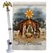 Breeze Decor Birth Of Jesus House 2-Sided Polyester 40 x 28 in. Flag set in Brown/White/Yellow | 40 H x 28 W in | Wayfair