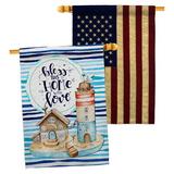 Breeze Decor Bless Home Love 2-Sided Polyester 40 x 28 in. House Flag in Black/Blue/Brown | 40 H x 28 W in | Wayfair