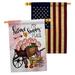 Breeze Decor Tulips Happy Place 2-Sided Polyester 40 x 28 in. House Flag in Black/Brown/Pink | 40 H x 28 W in | Wayfair