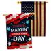 Ornament Collection Happy Martin Luther 2-Sided Polyester 28 x 40 in. House Flag in Blue/Red/White | 40 H x 28 W in | Wayfair