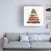 The Holiday Aisle® Tree Trimming IV on White by Jess Aiken - Wrapped Canvas Graphic Art Canvas in Brown/Green/Red | 14 H x 14 W x 2 D in | Wayfair