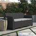 Beachcrest Home™ Alderman Faux Rattan Outdoor Sofa w/ All-Weather Cushions Plastic in Gray | 30 H x 67.5 W x 27 D in | Wayfair