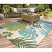 Blue/Green 24 x 0.25 in Indoor/Outdoor Area Rug - Beachcrest Home™ Stowthewold Floral Ivory Fern Green Handmade Indoor Outdoor Area Rug | Wayfair