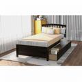 Lark Manor™ Aftonshire Twin Platform Storage Bed Wood Bed Frame w/ Two Drawers & Headboard Wood in Black/Brown | 37.4 H x 79.5 W x 41.8 D in | Wayfair