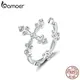 BAMOER-Bague croix en argent regardé 925 pour femme motif rétro bague fleur plaquée or 14 carats