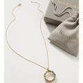 Anthropologie Jewelry | Fenomena Emerald Halo Pendant Necklace- Gold | Color: Gold/Green | Size: Os