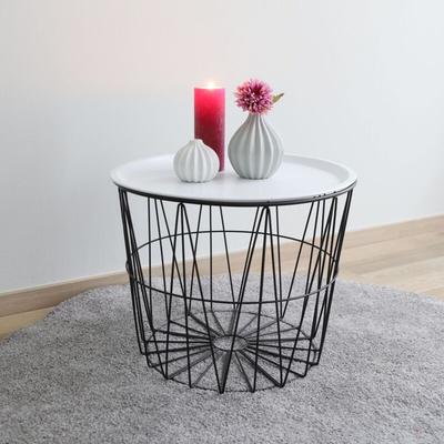 Buri - Drahtkorb mit Tablett Beistelltisch Couchtisch Nachttisch Sofatisch Dekotisch Image