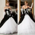 Robe de mariée Vintage noir et blanc tenue de bal Corset gothique victorien à lacets grande