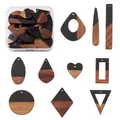 Pendentif de boucle d'oreille en bois de résine 10 styles coeur de losange rectangle creux