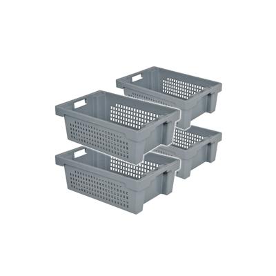 BRB 4x Drehstapelbehälter, LxBxH 600x400x200 mm, 32 Liter, grau Image