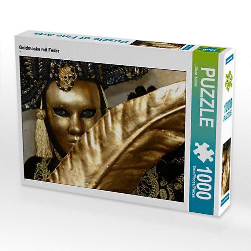 Puzzle CALVENDO Puzzle Goldmaske mit Feder - 1000 Teile Foto-Puzzle glückliche Stunden Kinder