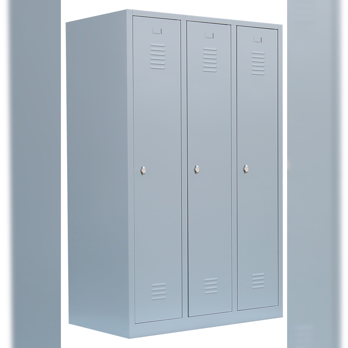 Lüllmann® Garderobenschrank, 3 Abteile, S/W-Trennung, 1800 x 1185 x 500 mm, lichtgrau Image