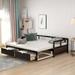 Daybed with Trundle Bed and Two Storage Drawers-Wood