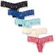 Cosabella Women's Say Never 5 Pack Lowrider Thong Panties, Black/Blush/Dusty Turquoise/Plum Blossom/Marine Blue, One Size