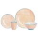 Nicola Spring 24 Piece Hand-Printed Dinner Set - Patterned Porcelain Crockery Plates Bowls Mugs - Orange